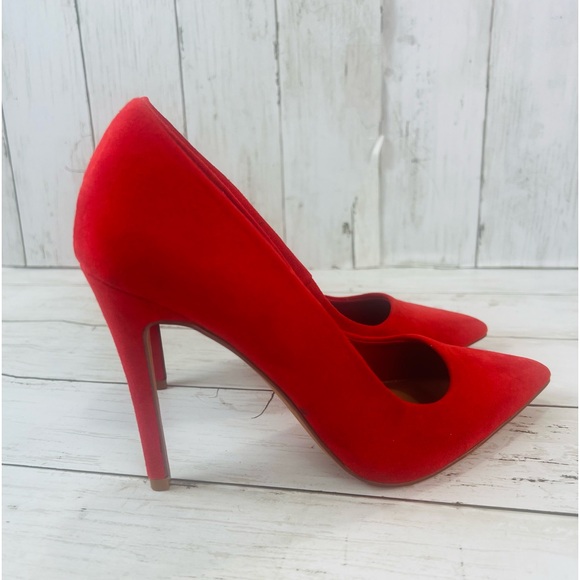 Women's Giselle Shoedazzle, Faux Suede, red Stiletto High Heels Size 7 - Picture 5 of 13